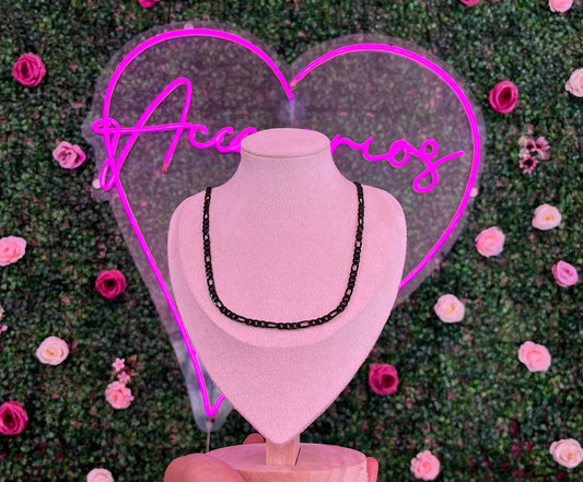 Cadena de acero inoxidable tipo Cartier negra