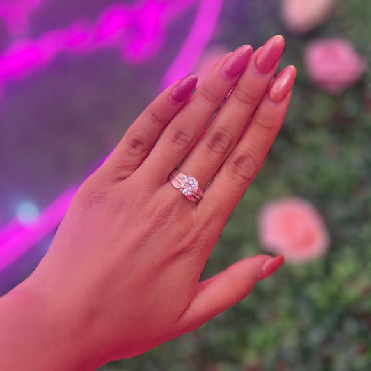 Anillo plata compromiso piedra grandez