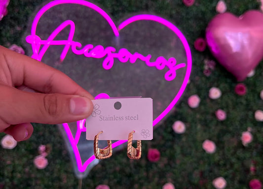 Aretes de acero inoxidable, bolsitas plateadas/doradas