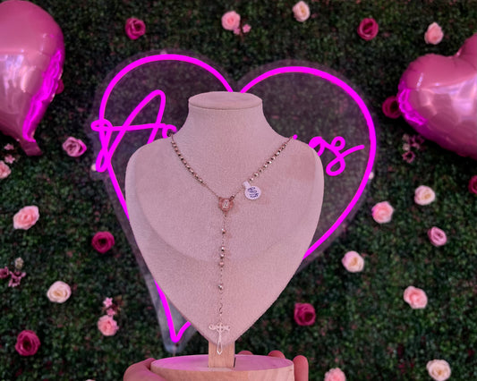 Rosario plata grueso diamantado